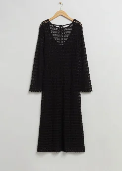 Apen Tie-Back Pointelle Strikket Kjole