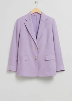 Avslappet Single Breasted Linen Blazer