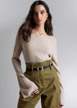 Bell Sleeve Cashmere Genser