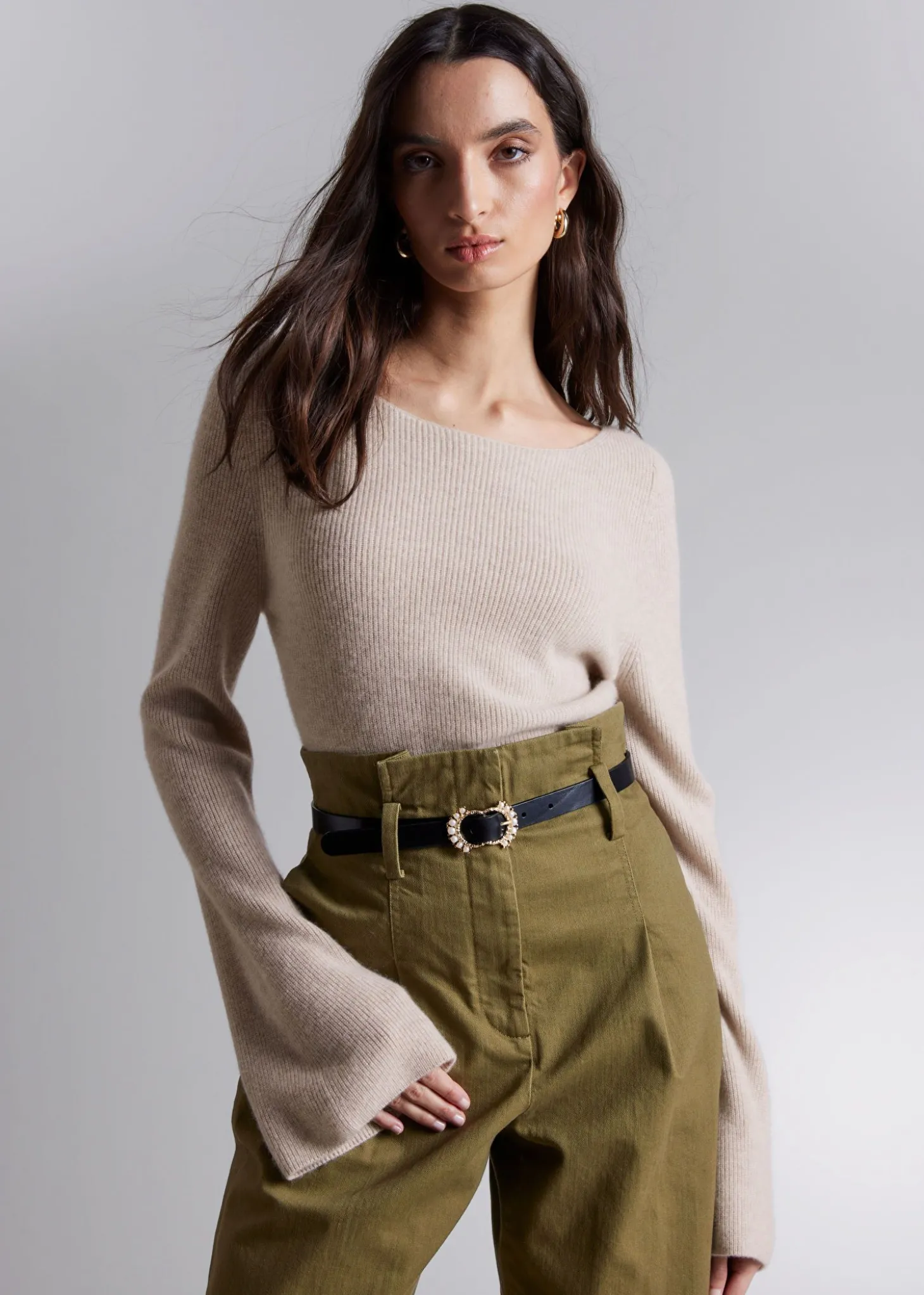 Bell Sleeve Cashmere Genser