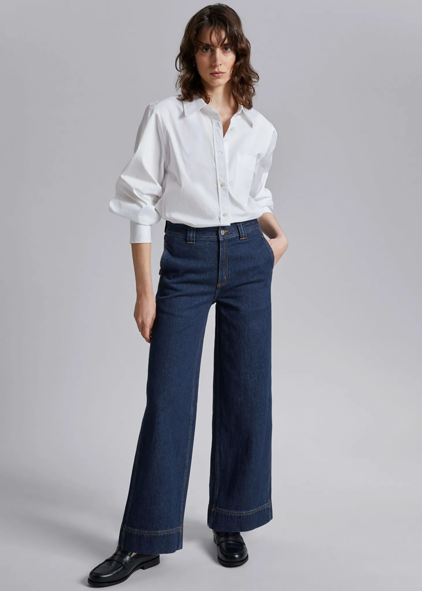 Brede Jeans Med Hoy Midje