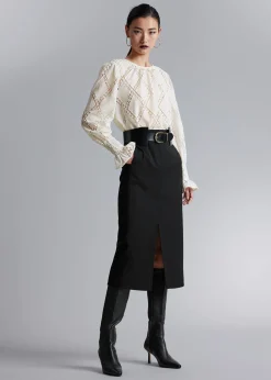 Brodert Bluse Med Frillmansjett
