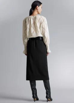 Brodert Bluse Med Frillmansjett
