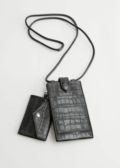 Croc-Lommebok Med Preget Skinnhals