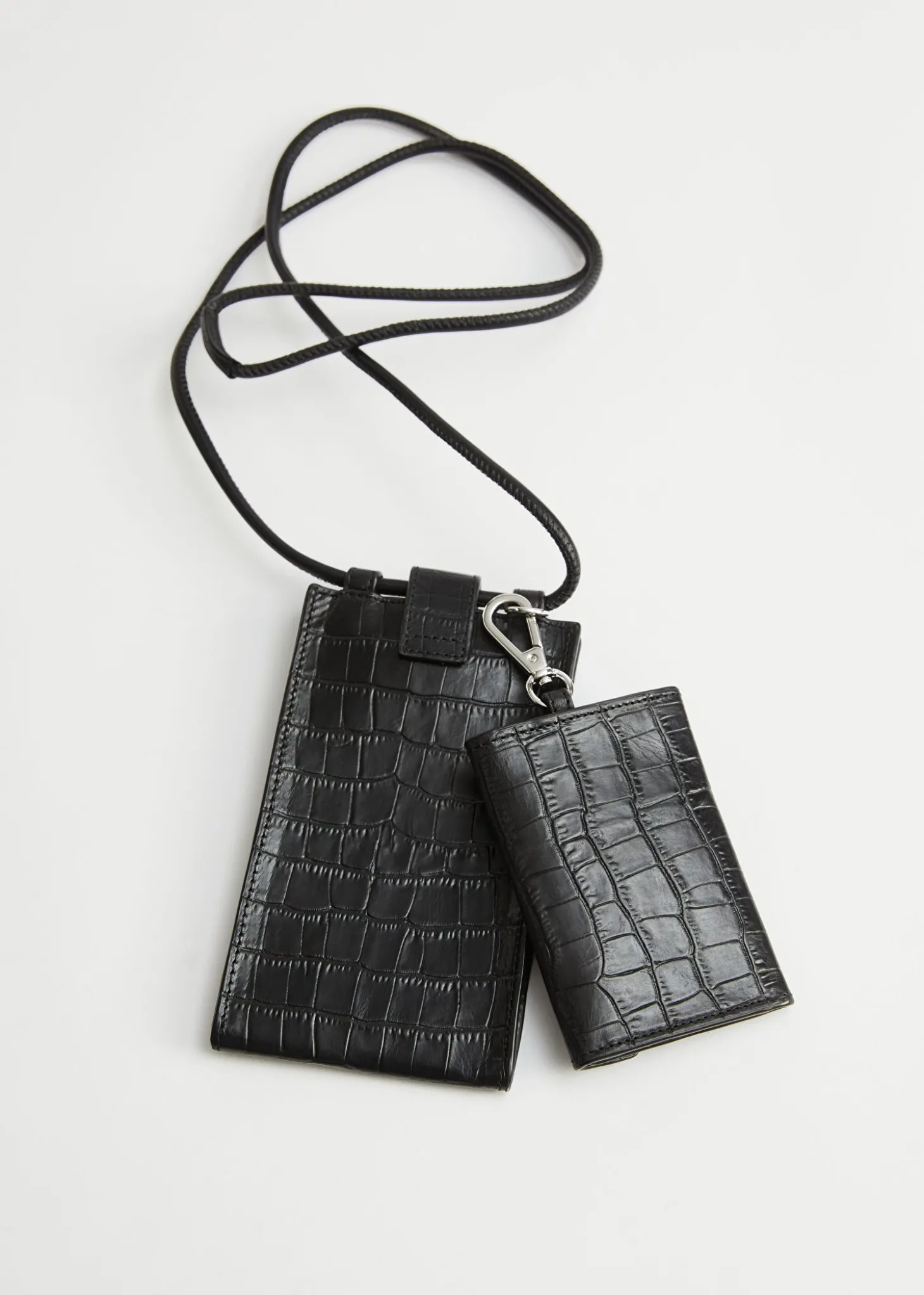 Croc-Lommebok Med Preget Skinnhals