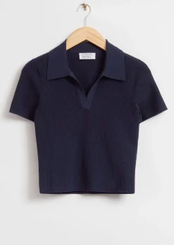 Cropped Apen Krage Strikket Topp