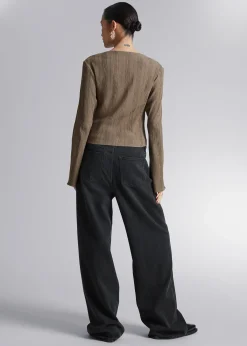 Cropped Asymmetrisk Frilled Topp