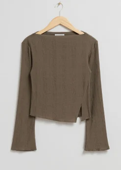 Cropped Asymmetrisk Frilled Topp