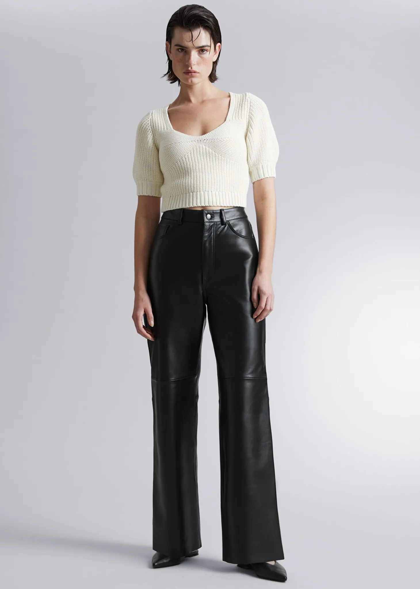 Cropped Sweetheart Bustier Strikketopp