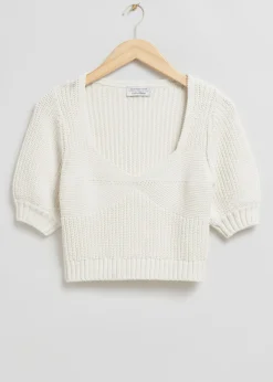 Cropped Sweetheart Bustier Strikketopp
