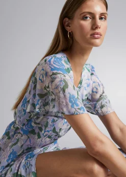 Flutter Sleeve Wrap Midi-Kjole