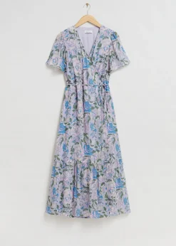 Flutter Sleeve Wrap Midi-Kjole