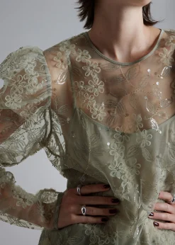 Gjennomsiktig Brodert Organzabluse