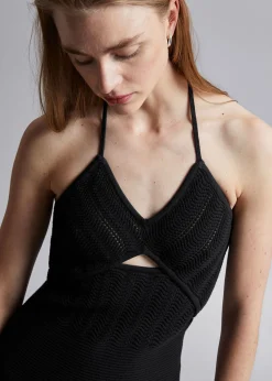 Heklet Halterneck Midi-Kjole