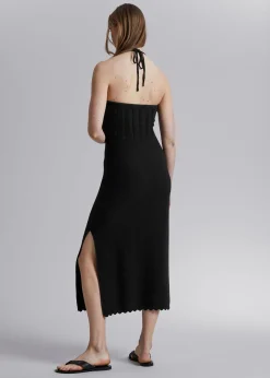 Heklet Halterneck Midi-Kjole