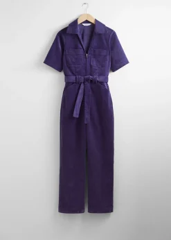 Jumpsuit Med Belte I Kordfloyel