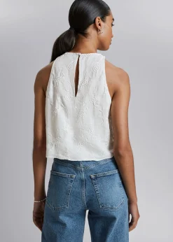 Lin Rund Hals Cropped Topp