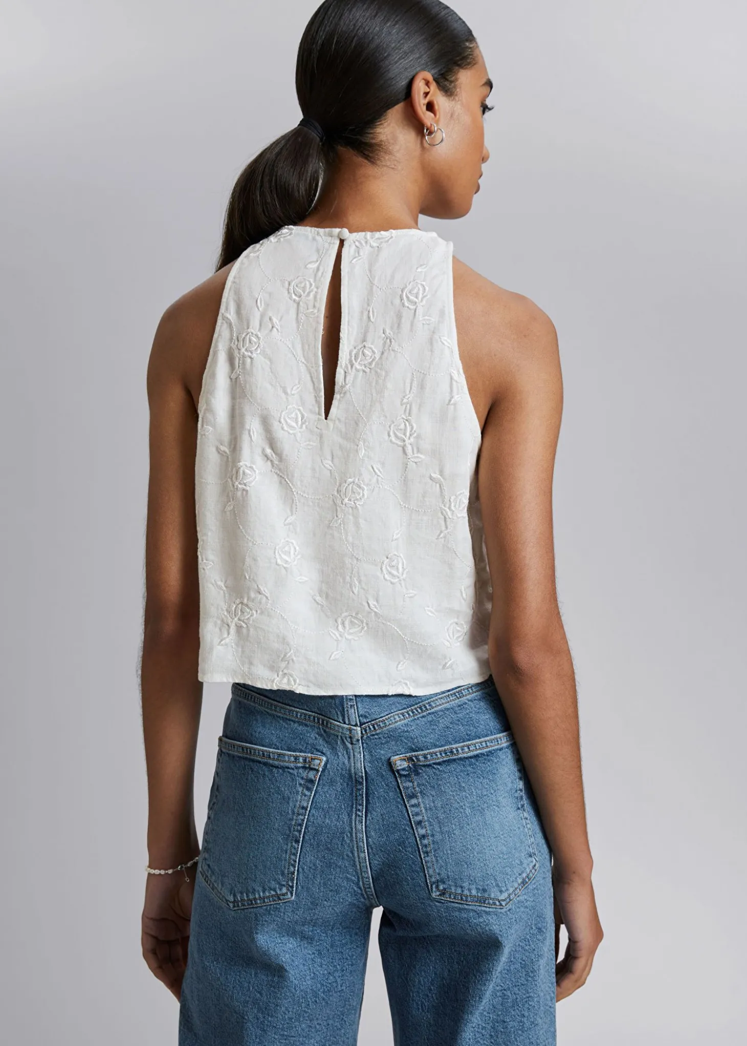 Lin Rund Hals Cropped Topp