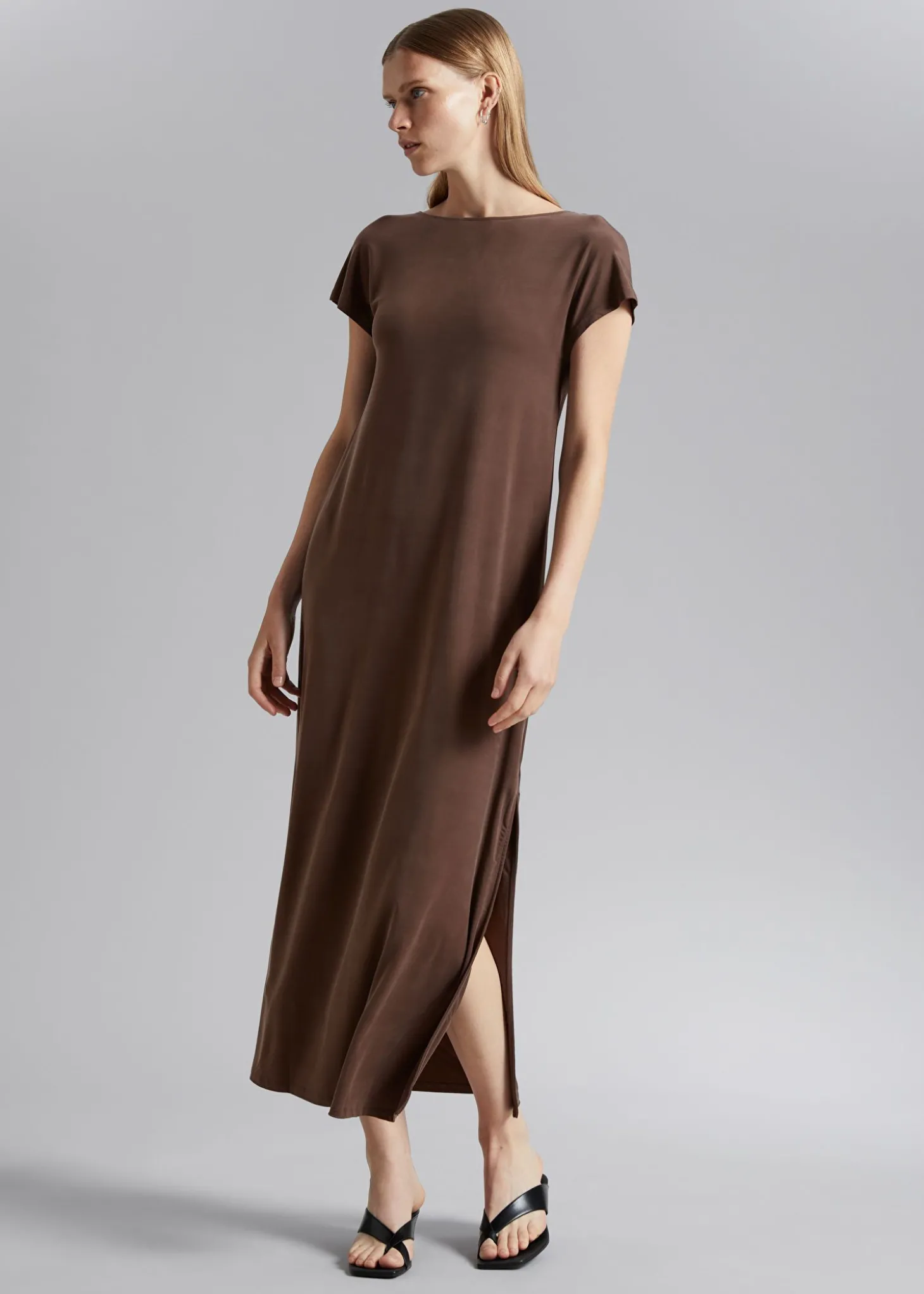 Loose-Fit Cupro Jersey-Kjole