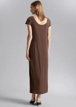 Loose-Fit Cupro Jersey-Kjole
