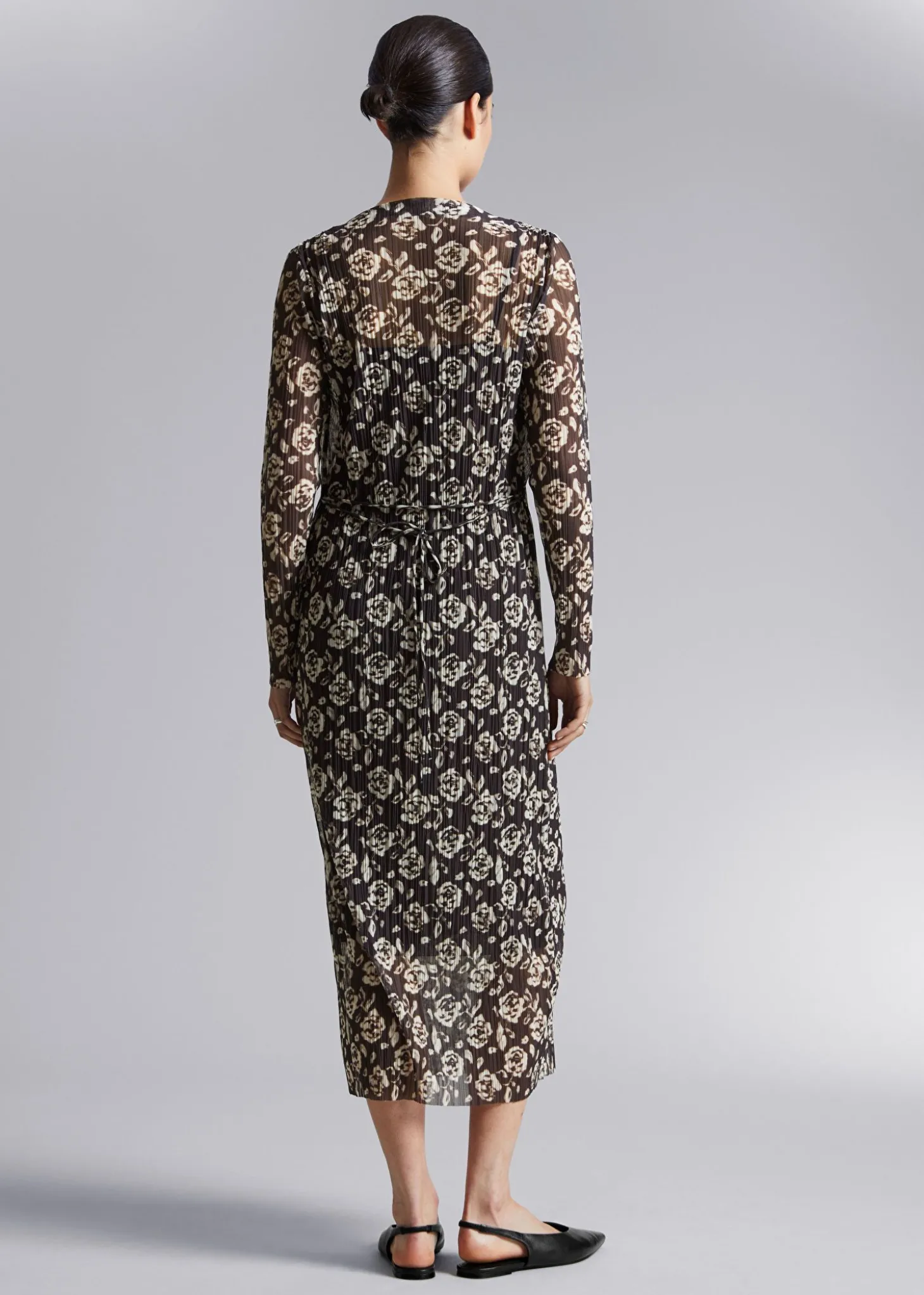 Midi Mock Neck Mesh-Kjole