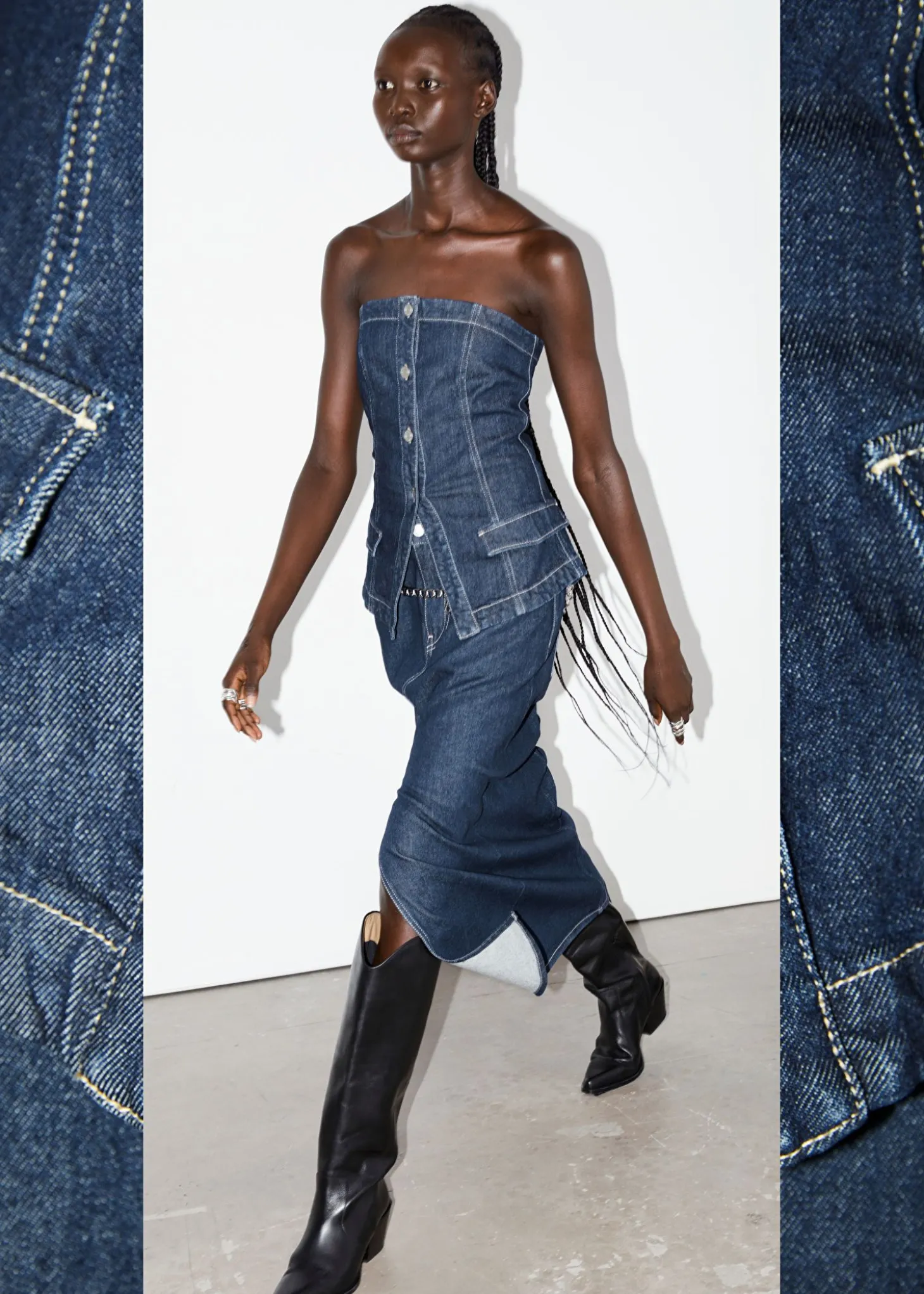 MidiSkjørt I Denim Med 5 Lommer