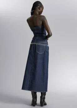MidiSkjørt I Denim Med 5 Lommer