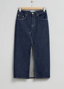 MidiSkjørt I Denim Med 5 Lommer