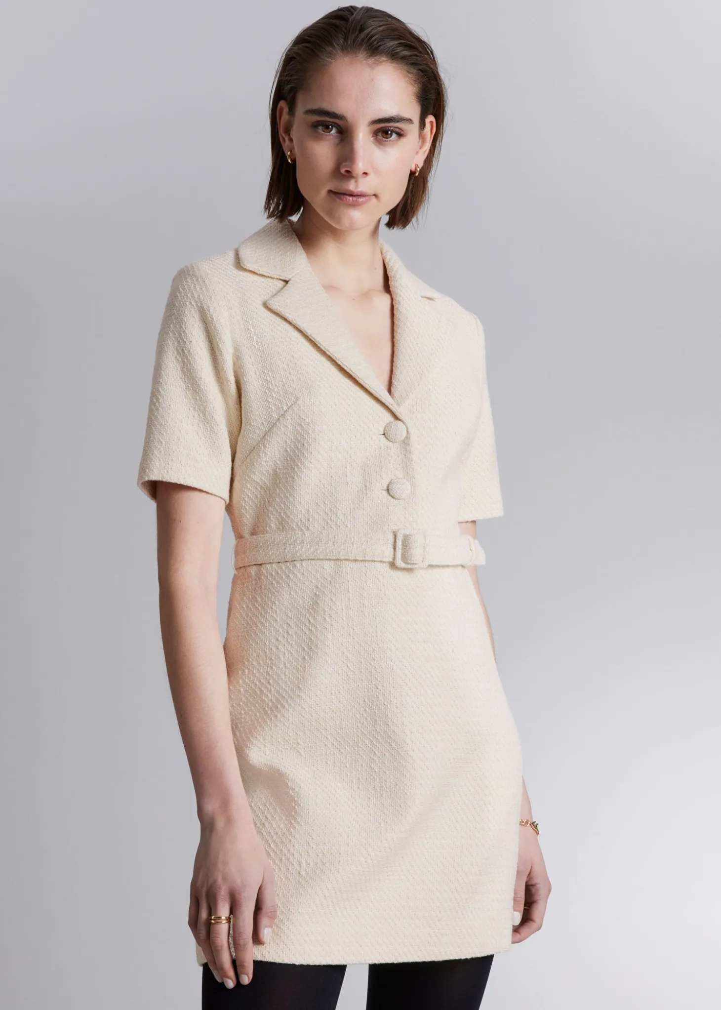 Minikjole Med Belte I Tweed