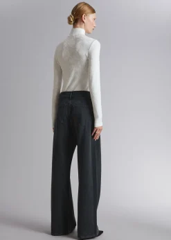 Mock Neck Jacquard Topp