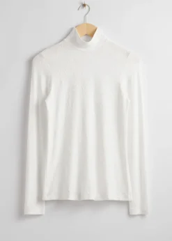 Mock Neck Jacquard Topp