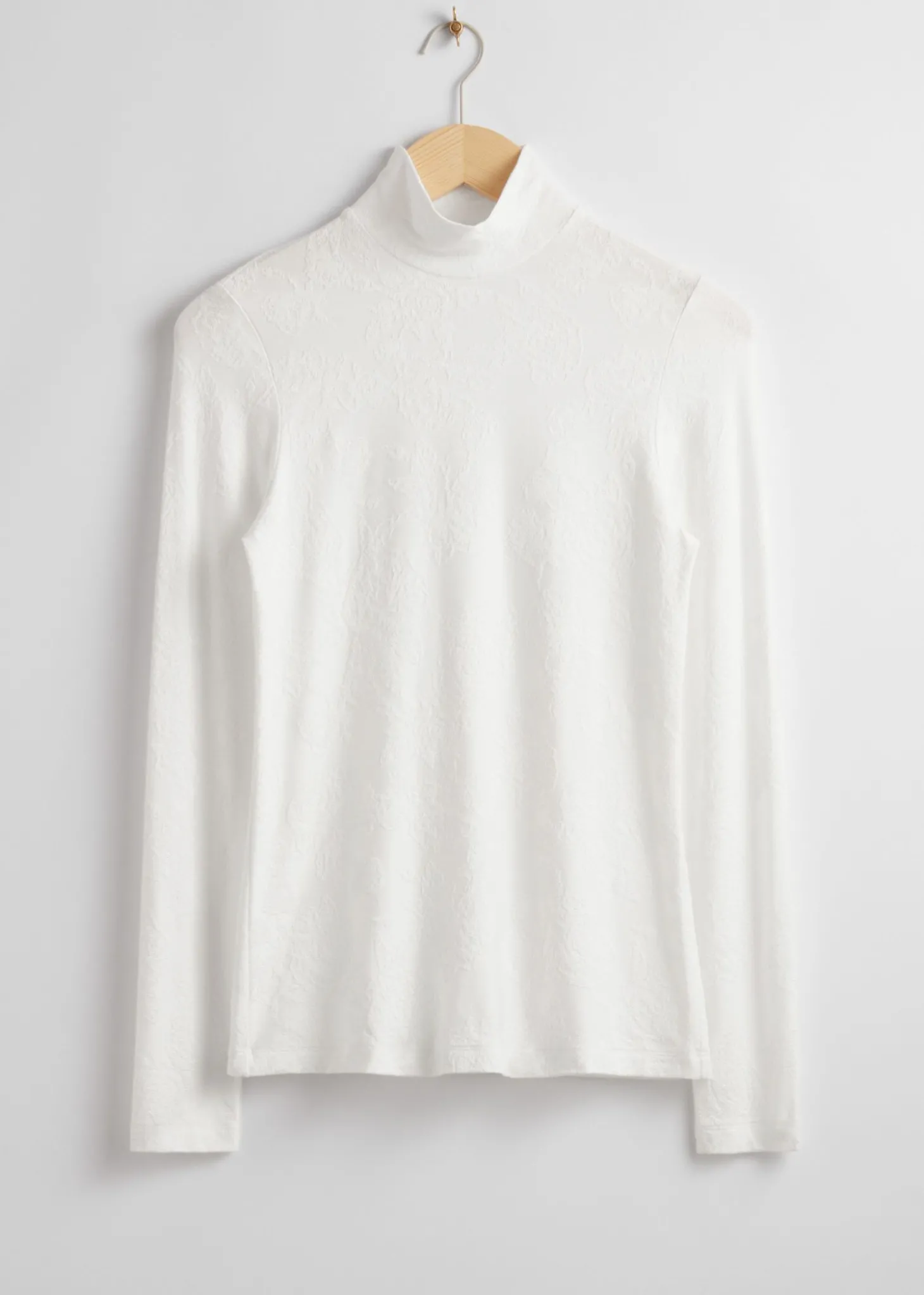 Mock Neck Jacquard Topp
