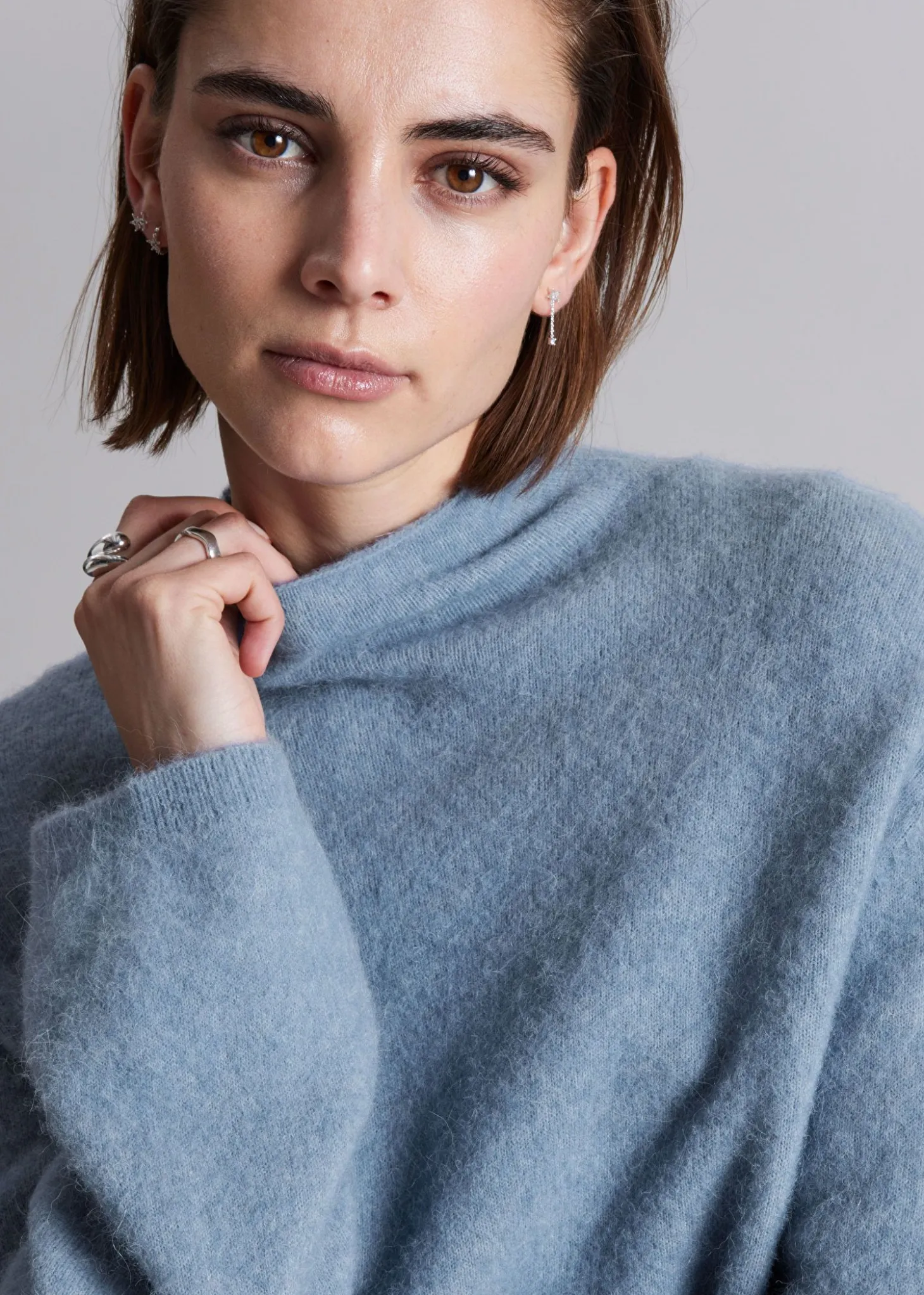 Mock-Neck Strikket Genser
