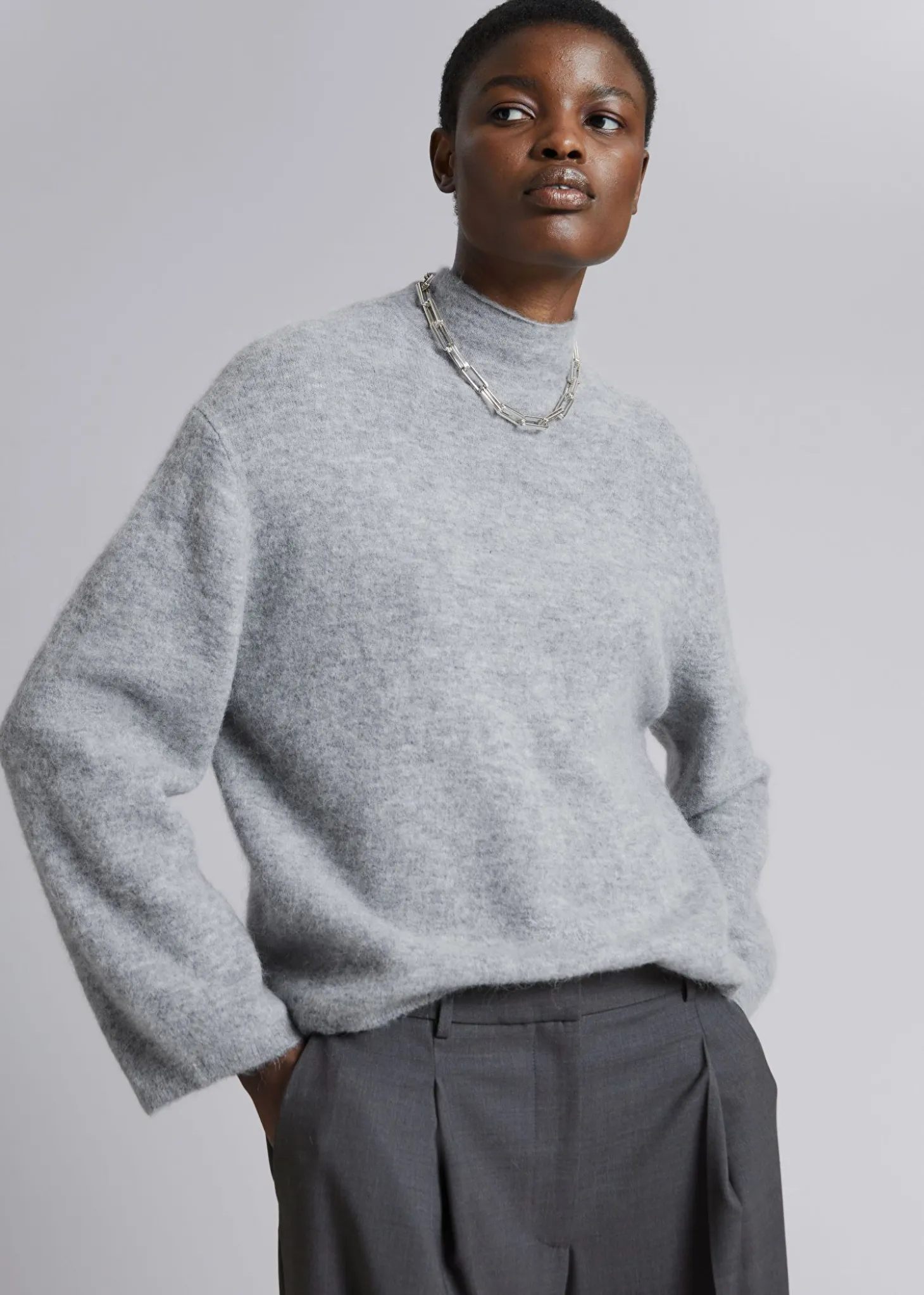 Mock-Neck Strikket Genser