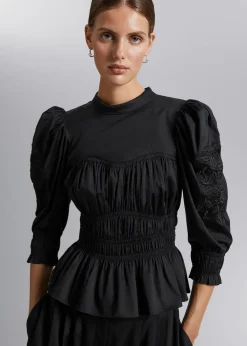 Puff Sleeve Peplum Bluse