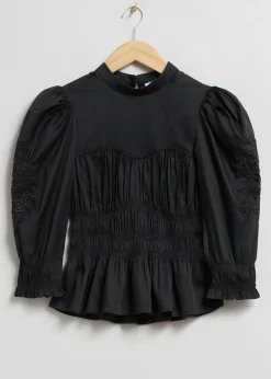 Puff Sleeve Peplum Bluse