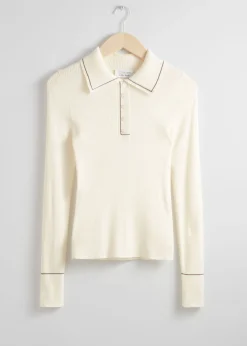 Ribbestrikket Topp Med Polokrage