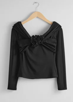 Ruched Off-Soulder Topp