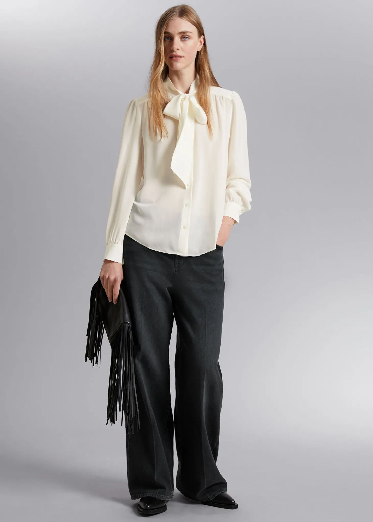 Silkebluse Med Halsband