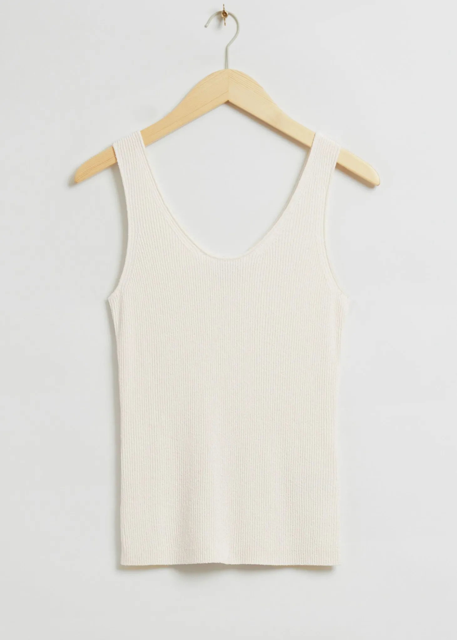 Slim-Fit Ribbet Silk Blend Topp