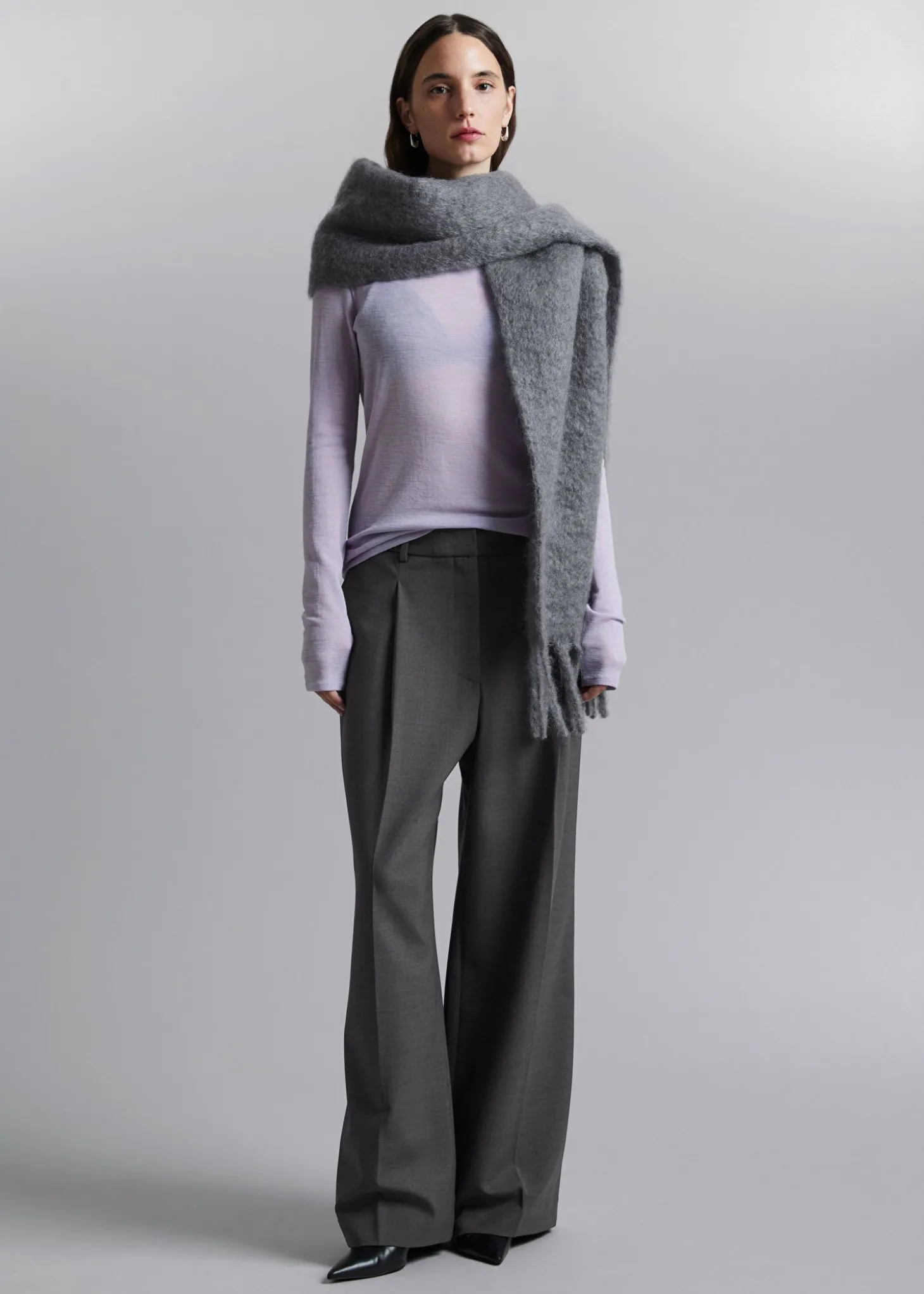 Stort Mohair-Blend Skjerf