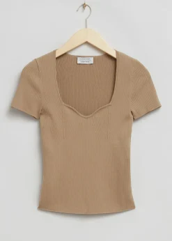 Strikket Sweetheart Neck Topp