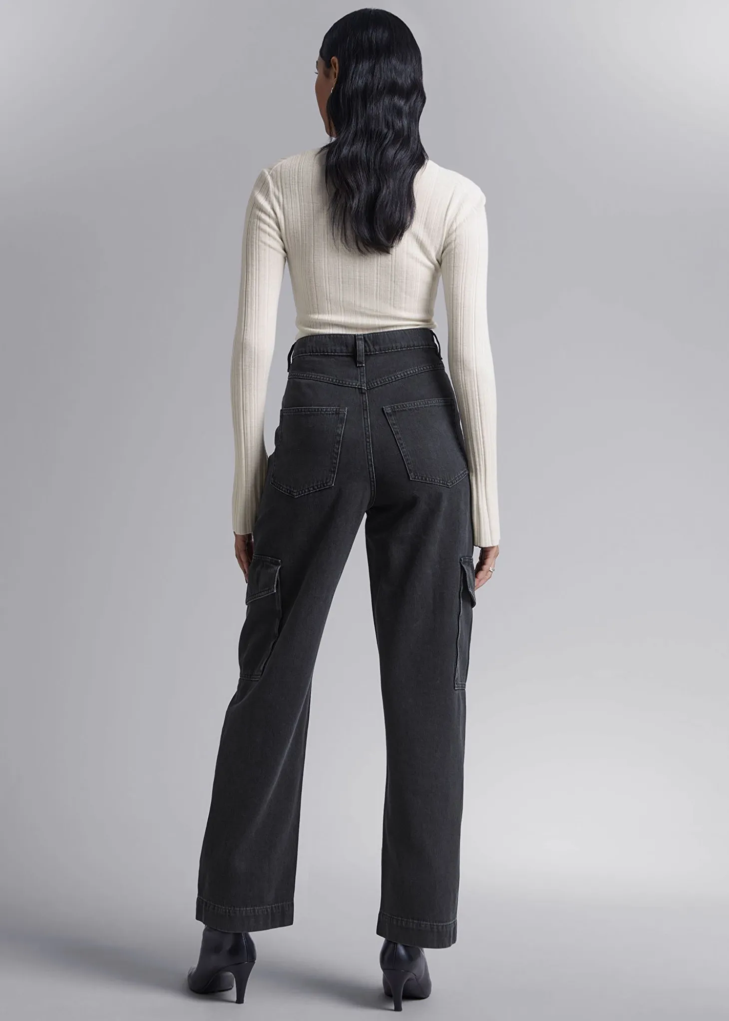 Tapered Cargo-Pocket Jeans