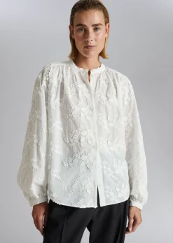 Voluminos Bluse Med Staende Krage