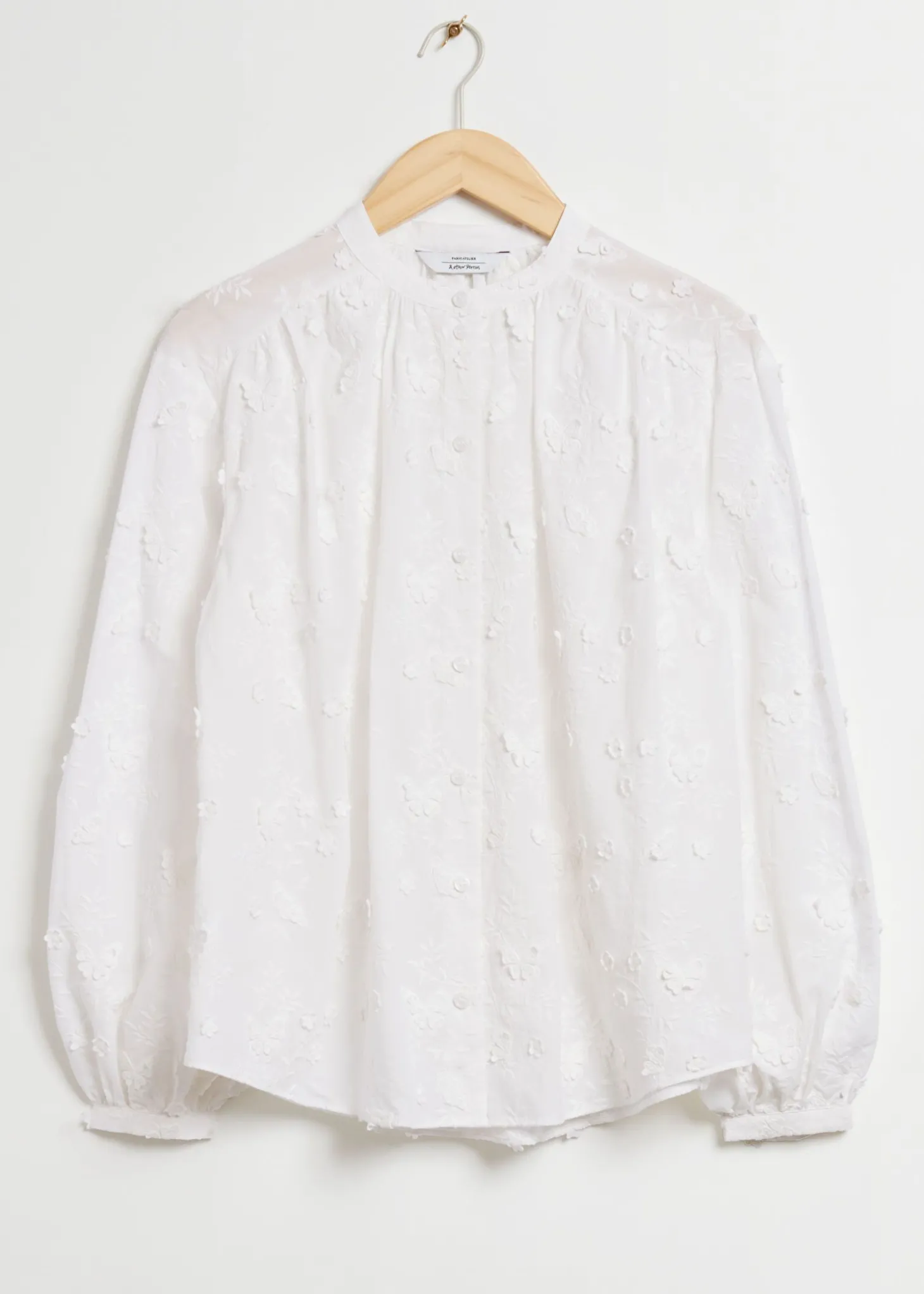 Voluminos Bluse Med Staende Krage