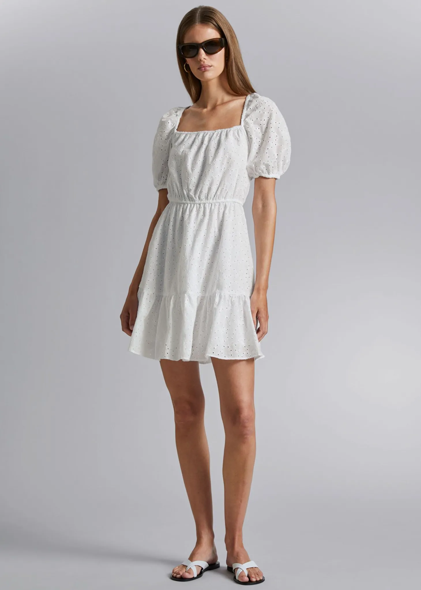 Voluminos Broderie Anglaise Minikjole